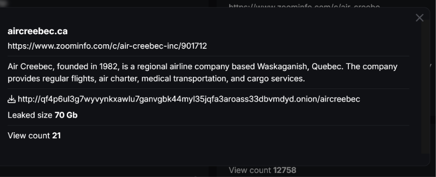 Air Creebec falls victim to CHAOS ransomware