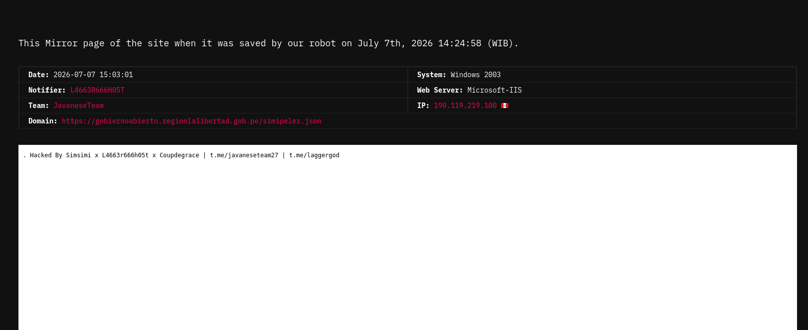 L4663R666H05T targets the websites of Gobierno Regional La Libertad