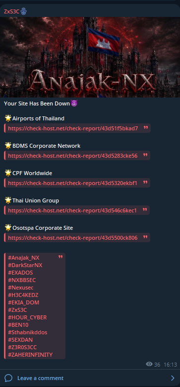 ZxS3C targets the websites of Osotspa Public Company Limited
