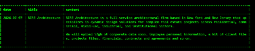 Rise Architecture falls victim to akira ransomware