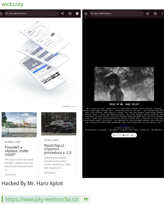 wickzzoy targets the website of PKy-WebTvorba