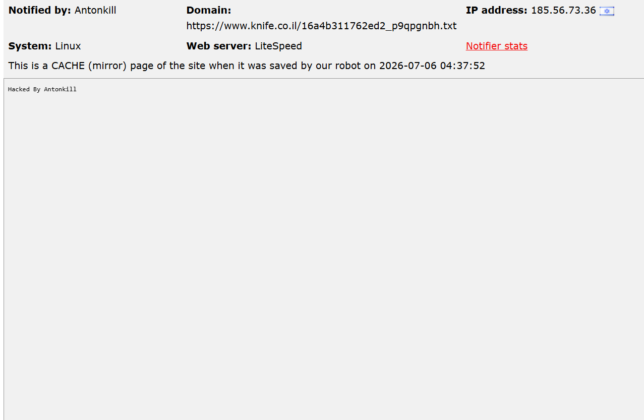 Antonkill targets the website of Knives