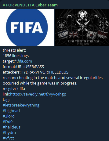 Alleged data breach of International Federation of Association Football (FIFA)