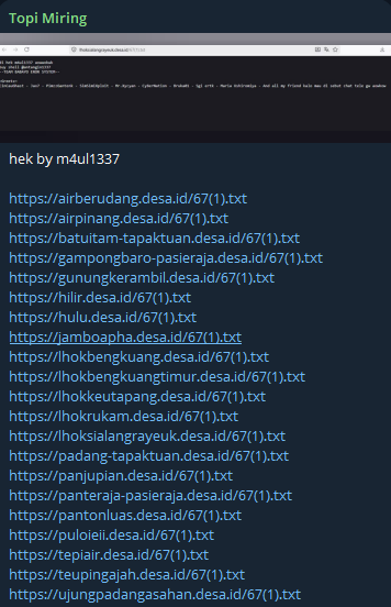 Topi Miring targets the website of Panton Luas Village