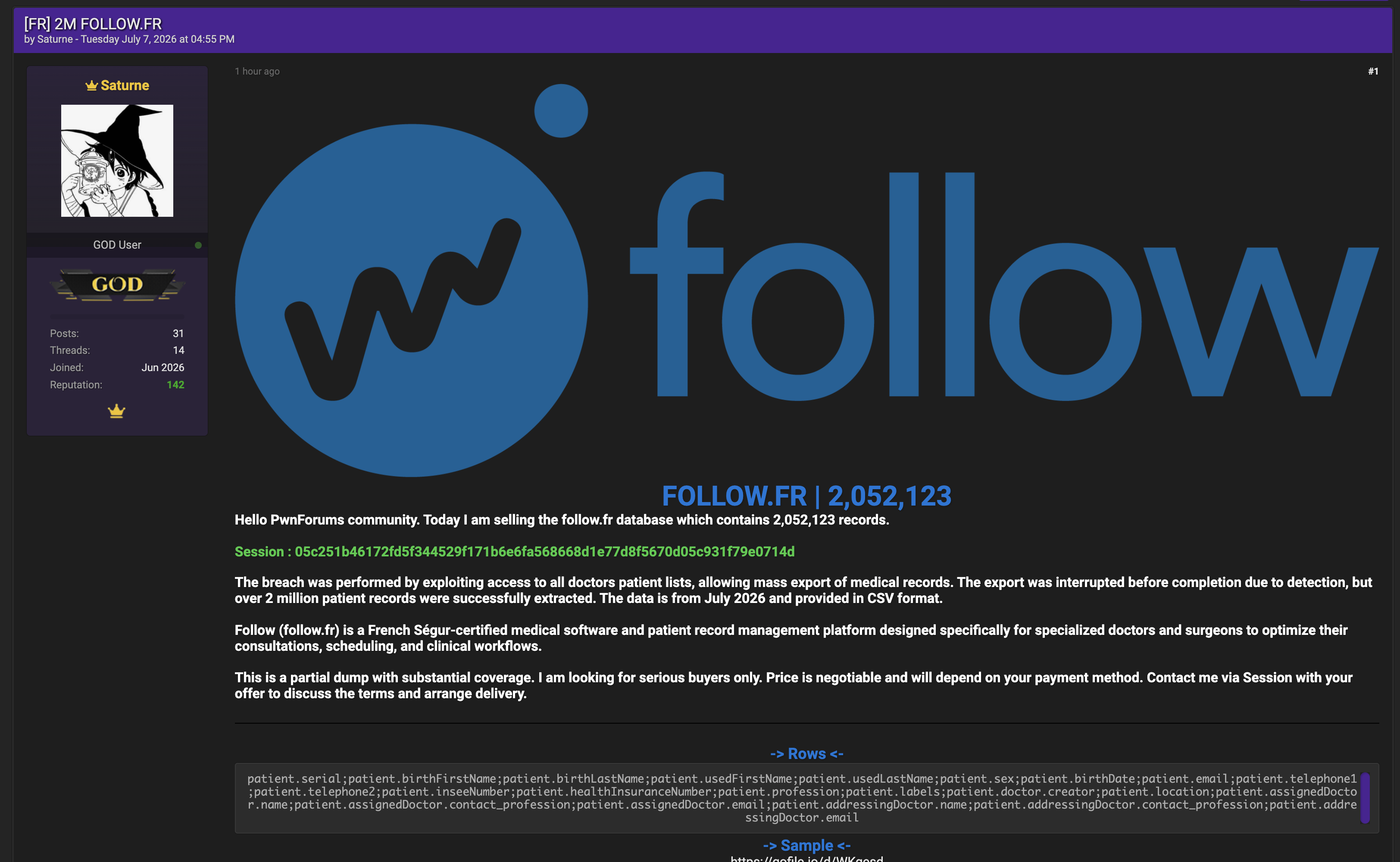 Alleged data breach of Follow.fr