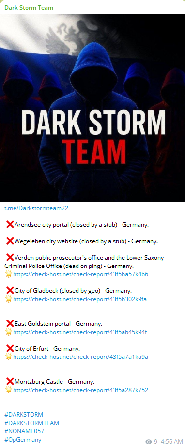 Dark Storm Team targets the website of City of Wegeleben