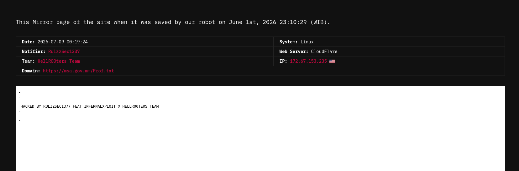 RulzzSec1337 targets the website of Myanmar Space Agency