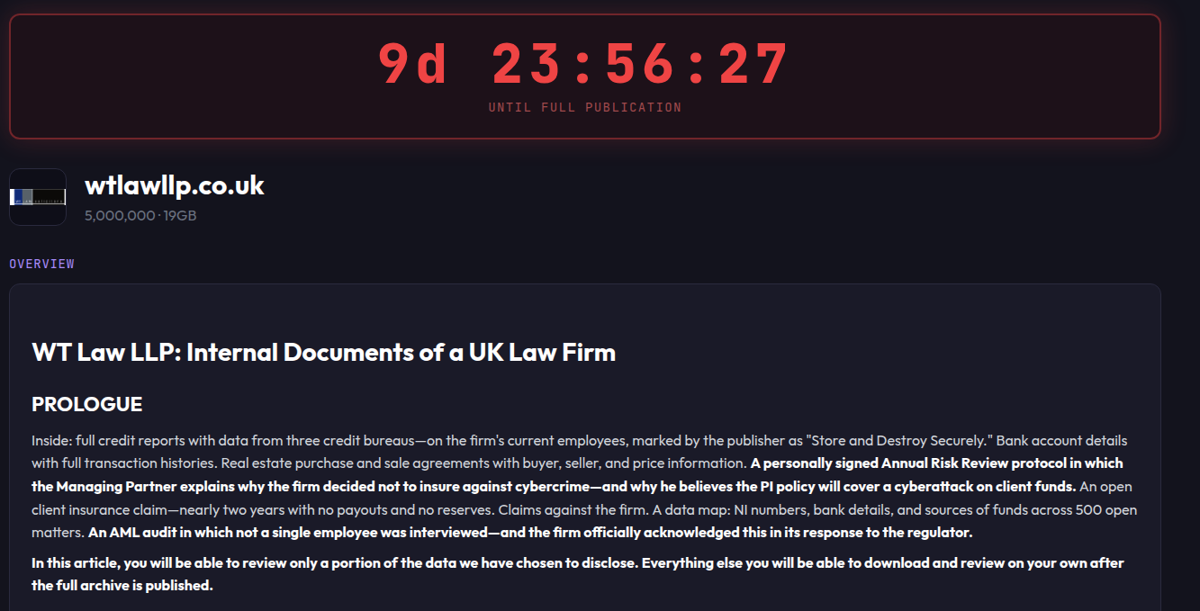 WT Law LLP falls victim to SETTRA Ransomware