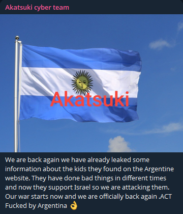 Akatsuki cyber team claims to target Argentina