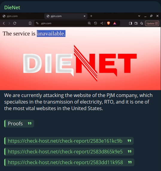 DieNet瞄准PJM Interconnection网站