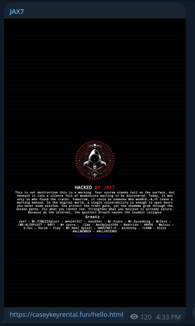 JAX7 targets the website of caseykeyrental