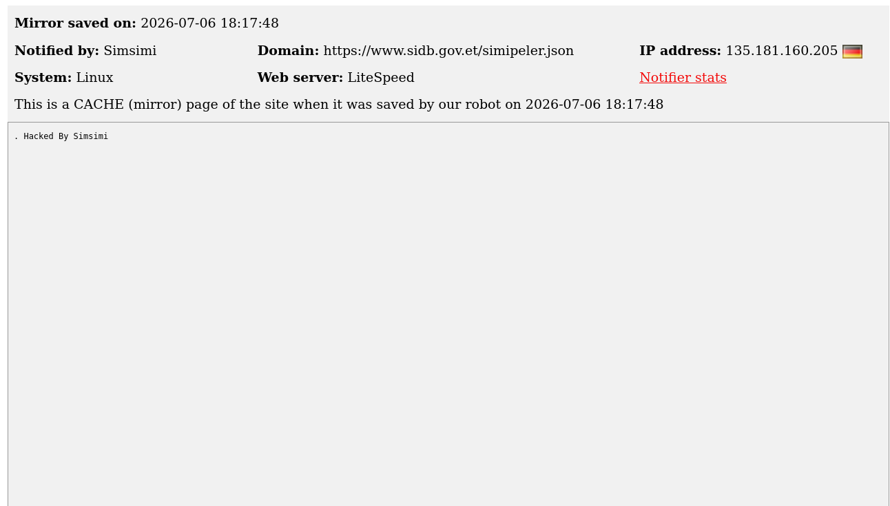 Simsimi targets the website of Somali Region Investment and Industry Bureau
