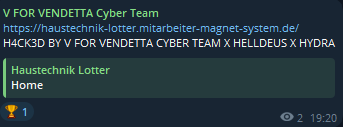 V FOR VENDETTA Cyber Team targets the website of Haustechnik Lotter GmbH