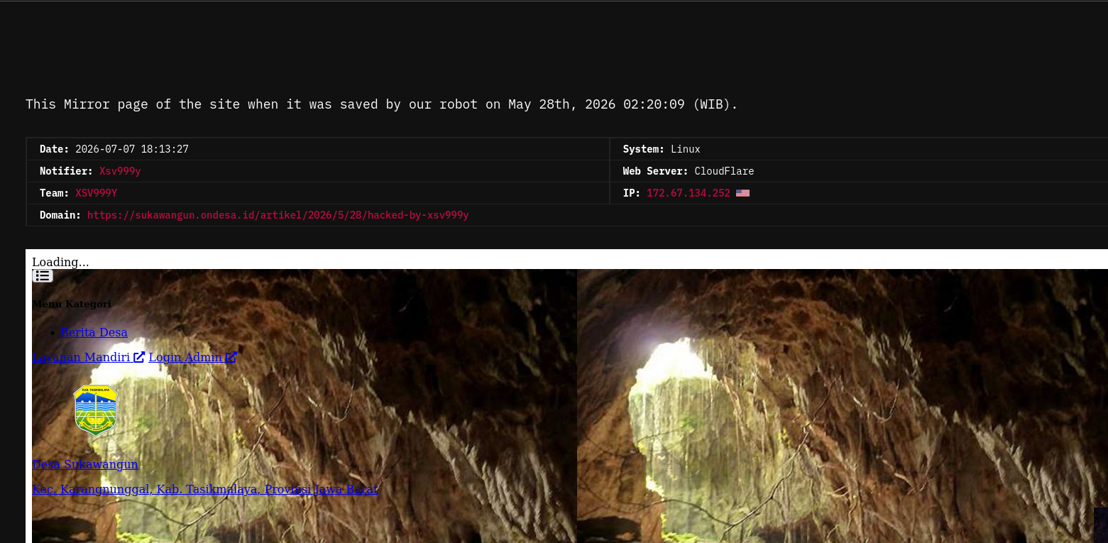 Xsv999y targets the website of Sukawangun Village Government Portal