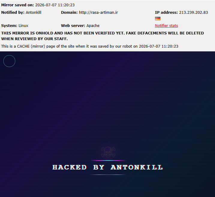 Antonkill targets the website of Rasa Electronic