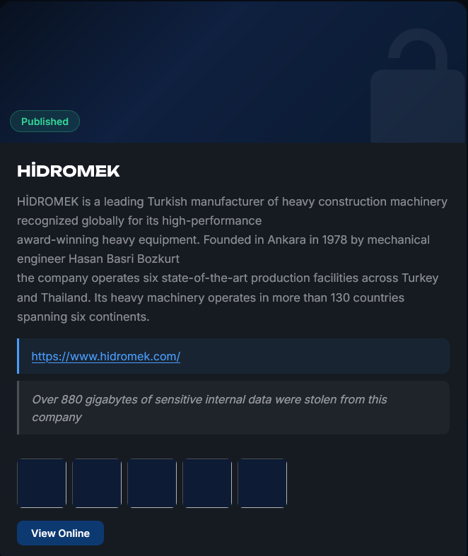 HİDROMEK falls victim to DeadLock Ransomware