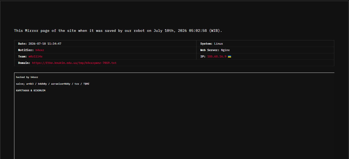 m0z1ll4s targets the website of Faculty of Theater, Film and Variety