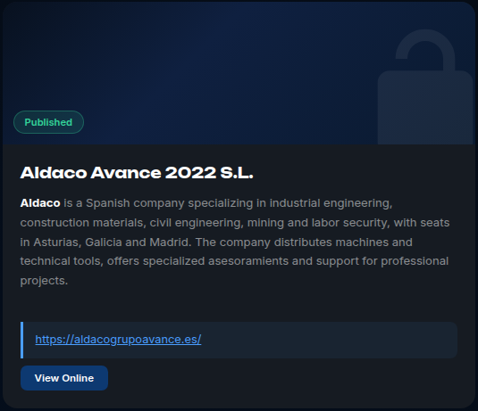 Aldaco Avance 2022 S.L. falls victim to DeadLock Ransomware