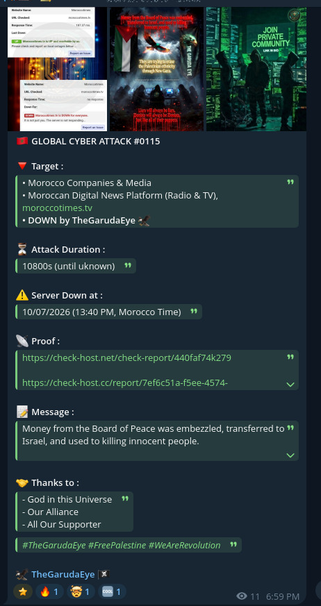 TheGarudaEye targets the website of Morocco Times TV (Morocco English News)