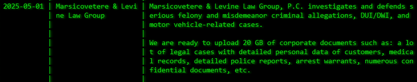 Marsicovetere&Levine Law Group P.C成为Akira勒索软件的受害者