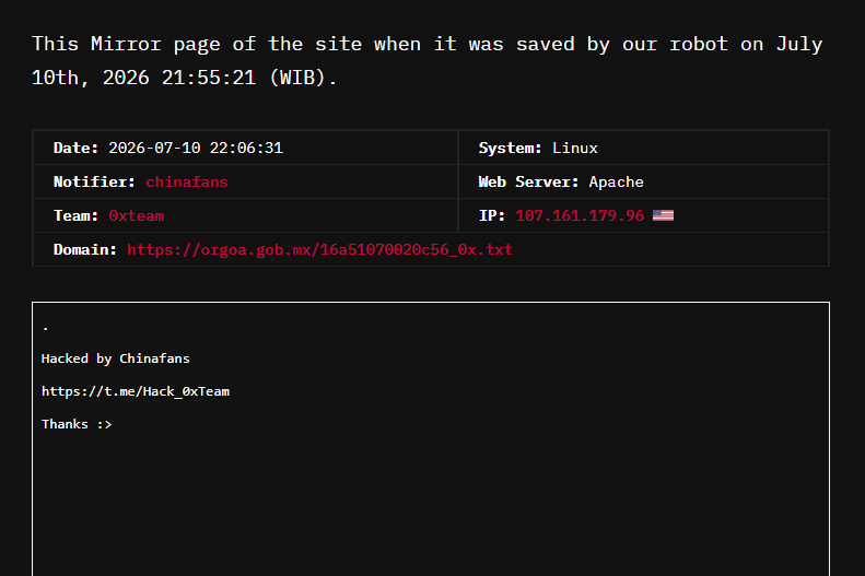 chinafans targets the website of ORGOA