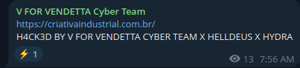 V FOR VENDETTA CYBER TEAM targets the website of Criativa Industrial