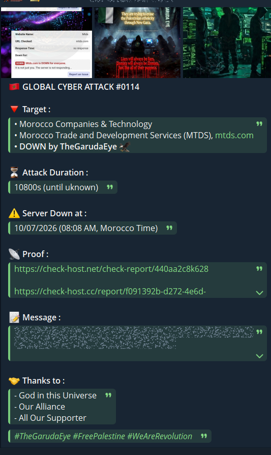THE GARUDA EYE targets the website of MTDS
