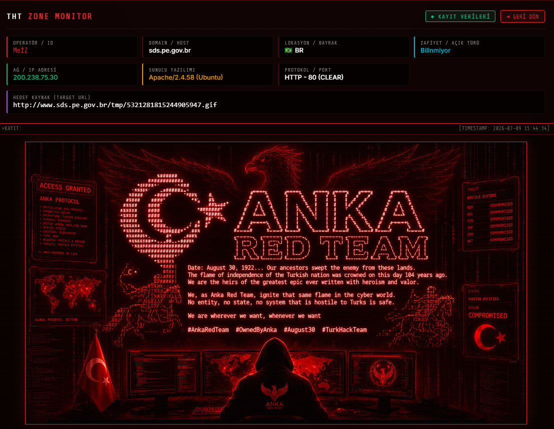MoiZ targets the website of Secretaria de Defesa Social