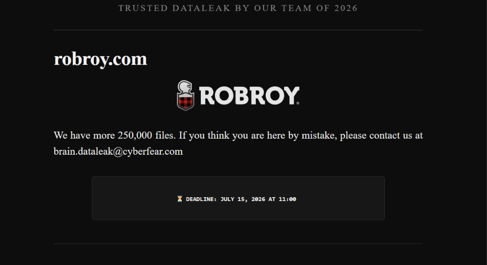 Robroy® Industries falls victim to Brain Cipher ransomware