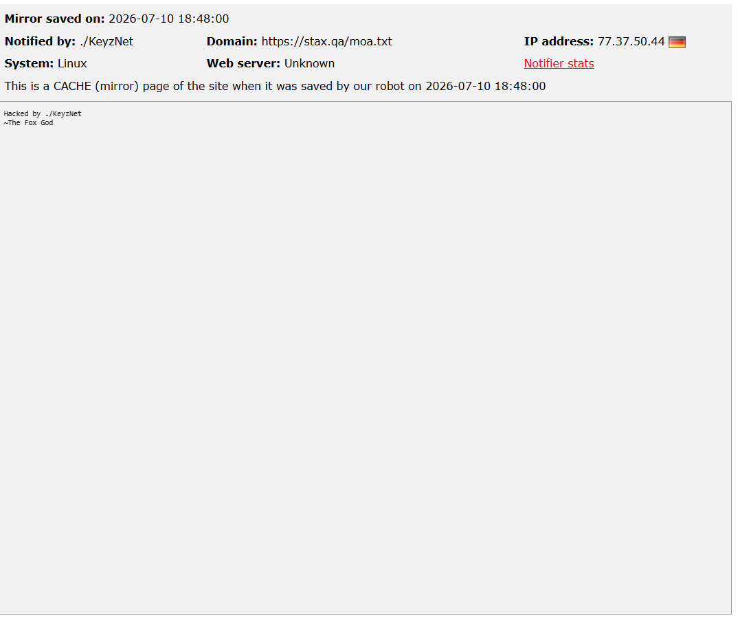 ./KeyzNet targets the website of stax.qa