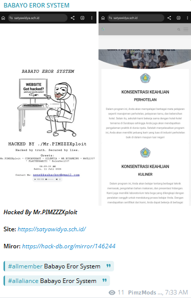 BABAYO EROR SYSTEM targets the website of Yayasan Satya Widya