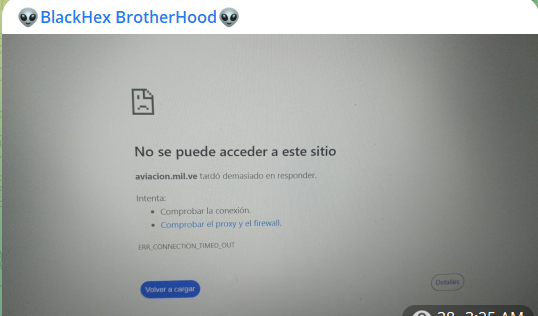 BlackHex Brotherhood targets the website of Aviación Militar Bolivariana