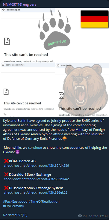 NoName057(16) targets the website of Börse Düsseldorf
