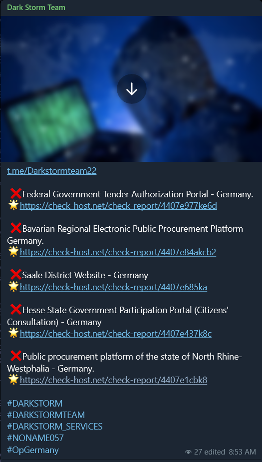 Dark Storm Team targets the website of Landkreis Saalekreis