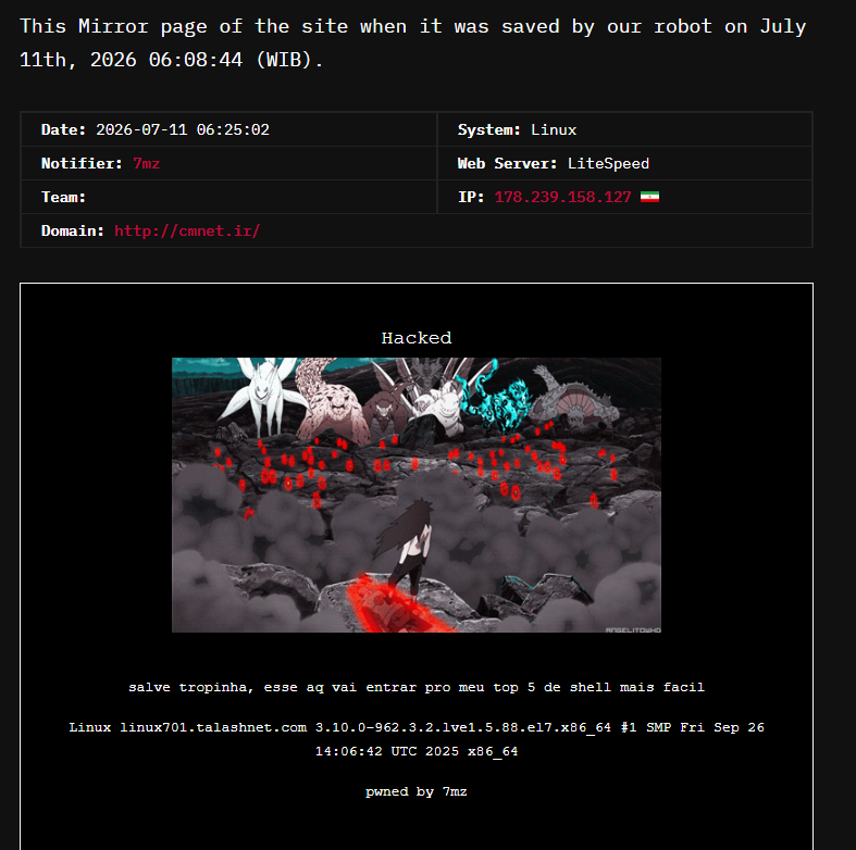 7mz targets the website of CMnet