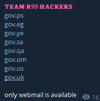 Alleged webmail access of Egypt Government