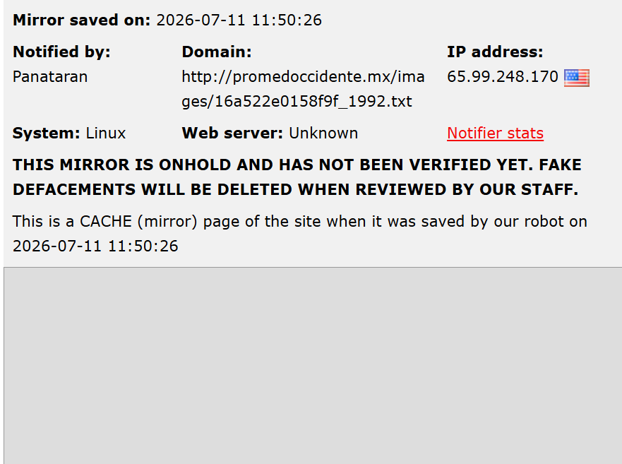 Panataran targets the website of Promed de Occidente