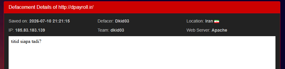 Dkid03 targets the website of Dpayroll