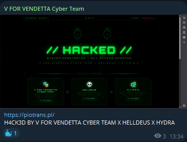V FOR VENDETTA CYBER TEAM targets the website of PIOTRANS