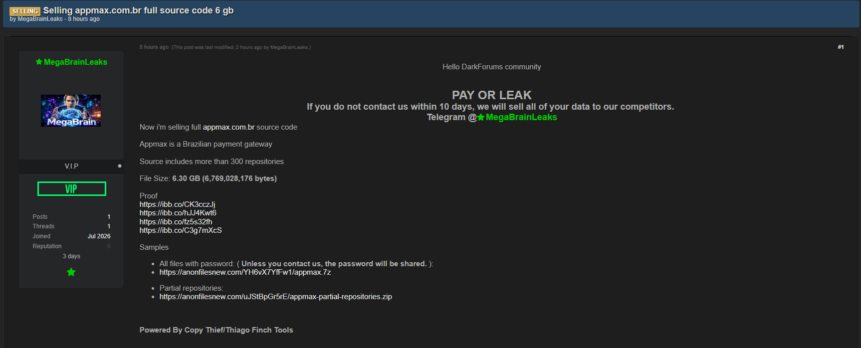 Alleged sale of data from Appmax