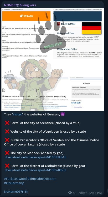 NoName057(16) targets the website of Kreis OH