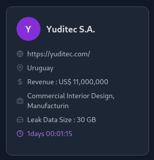 Yuditec falls victim to Gunra Ransomware