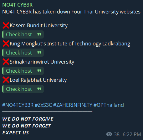 NO4T CYB3R targets the website of King Prajadhipok’s Institute