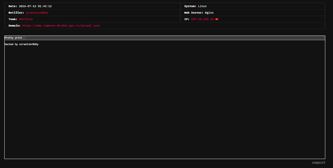 azraelzer0d4y targets the website of Commune de Denden