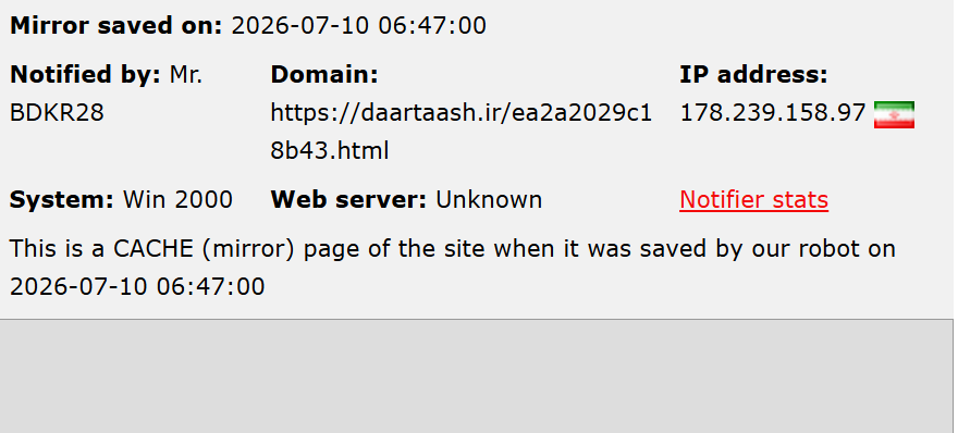 Mr.BDKR28 targets the website of Dartaash