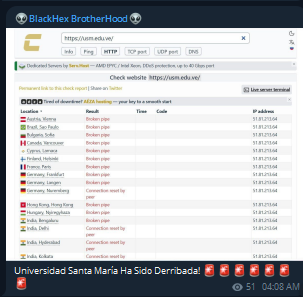 BlackHex Brotherhood targets the website of Universidad Santa Maria