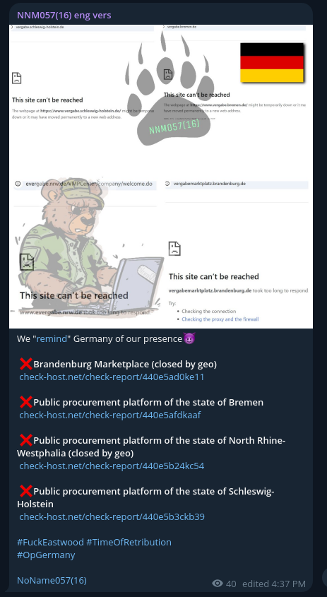 NoName057(16) targets the website of Staatskanzlei des Landes Nordrhein-Westfalen