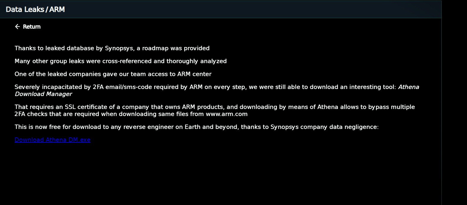 Arm falls victim to D1R Ransomware