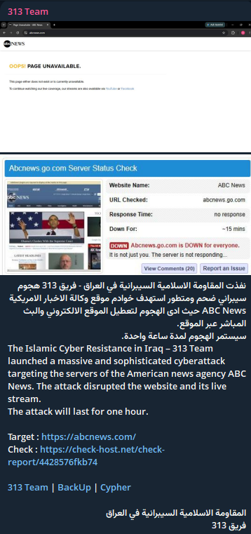 313 team targets the website of ABC News