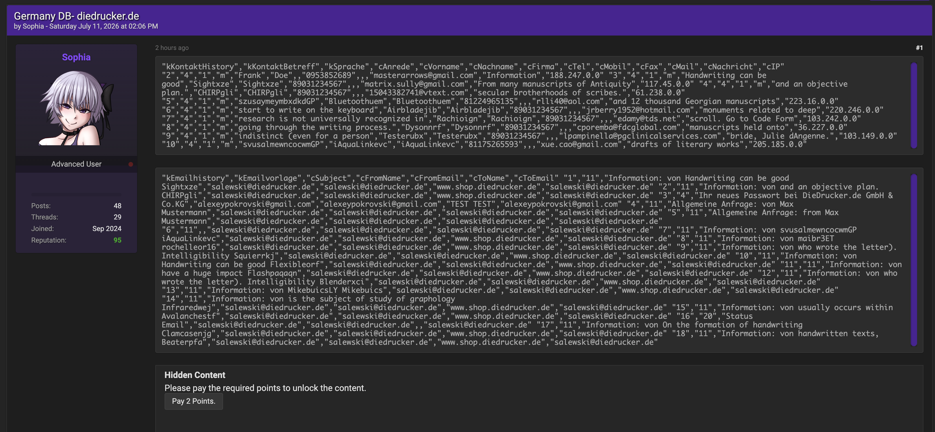 Alleged data breach of DieDrucker